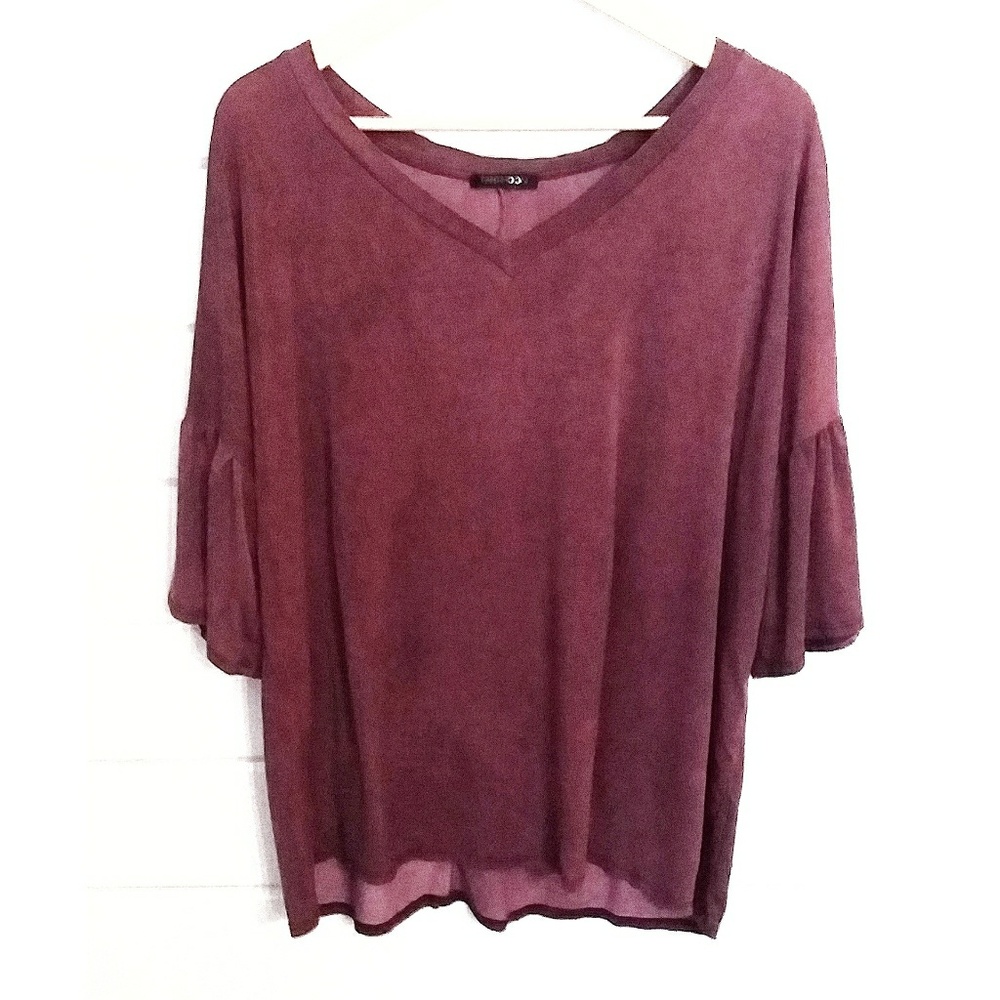 Dusty Rose Bell Sleeve Top Size 1X